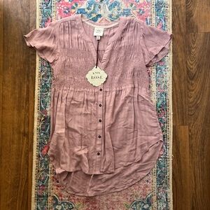 Knox Rose Dusty Pink Button-Down Blouse